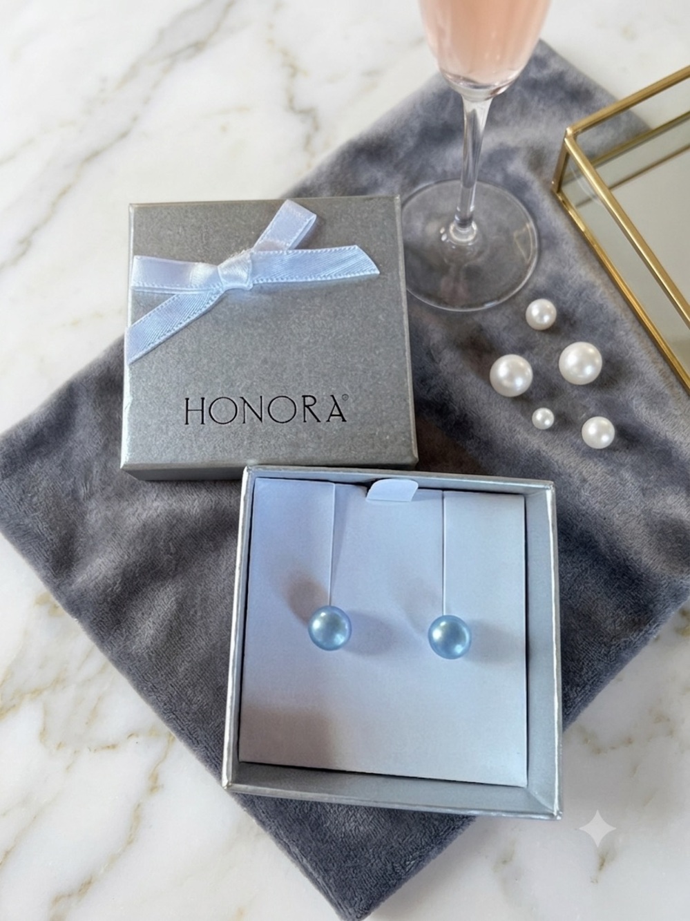 Honora Blue Pearl Stud Earrings